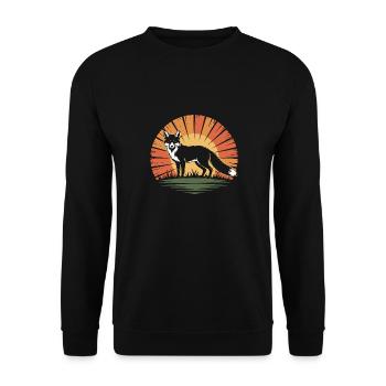 Vintage Fuchs - Unisex Pullover - Schwarz - Vorne - Alina (178cm) & Michal (187cm)
