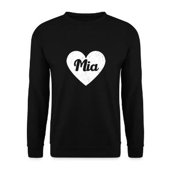 Mia Name Big Heart Love Graphic Gift - Unisex Sweatshirt - black - Front - Alina (178cm) & Michal (187cm)