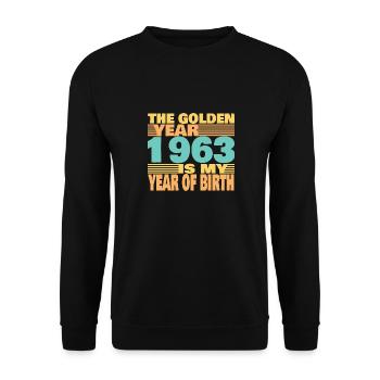 Born in 1963 - Unisex Sweatshirt - black - Front - Alina (178cm) & Michal (187cm)