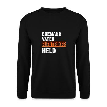 Ehemann Vater Elektriker Held - Unisex Pullover - Schwarz - Vorne - Alina (178cm) & Michal (187cm)