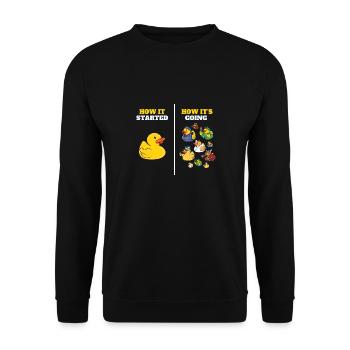 How It Started Yellow Bath Duckie Rubber Duck - Unisex Sweatshirt - black - Front - Alina (178cm) & Michal (187cm)