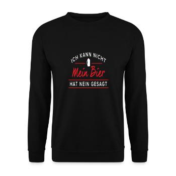 Ich kann nicht mein Bier hat nein gesagt - Unisex Pullover - Schwarz - Vorne - Alina (178cm) & Michal (187cm)