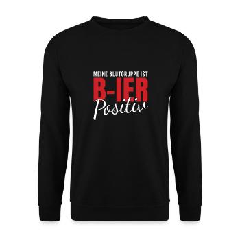 Meine Blutgruppe ist B ier Positiv - Unisex Pullover - Schwarz - Vorne - Alina (178cm) & Michal (187cm)