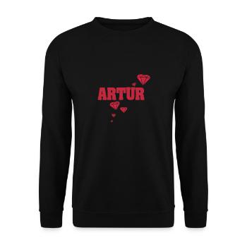 Geschenkidee Artur - Unisex Pullover - Schwarz - Vorne - Alina (178cm) & Michal (187cm)