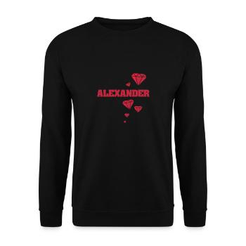 Geschenkidee Alexander Alex - Unisex Pullover - Schwarz - Vorne - Alina (178cm) & Michal (187cm)