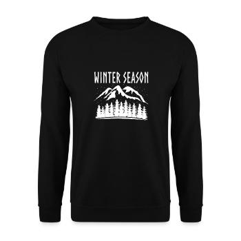 Wintersaison Schneelandschaft Wandern Natur - Unisex Pullover - Schwarz - Vorne - Alina (178cm) & Michal (187cm)