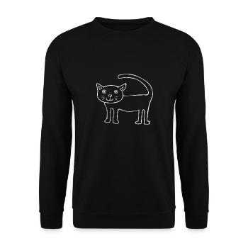 Katzen-Skizzen-Silhouette, niedliches Kätzchen, - Unisex Pullover - Schwarz - Vorne - Alina (178cm) & Michal (187cm)