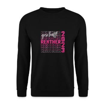 geschafft...Rentnerin 2023 Pink Glitter - Unisex Pullover - Schwarz - Vorne - Alina (178cm) & Michal (187cm)