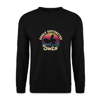 Easily Distracted By Owls Vintage Enthusiast Retro - Unisex Pullover - Schwarz - Vorne - Alina (178cm) & Michal (187cm)