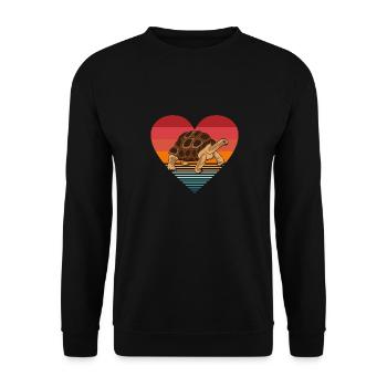 Retro Tortoise Turtle Reptile Vintage Heart - Unisex Sweatshirt - black - Front - Alina (178cm) & Michal (187cm)