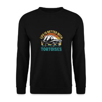 Retro Life Is Better With Tortoises Vintage Turtle - Unisex Sweatshirt - black - Front - Alina (178cm) & Michal (187cm)