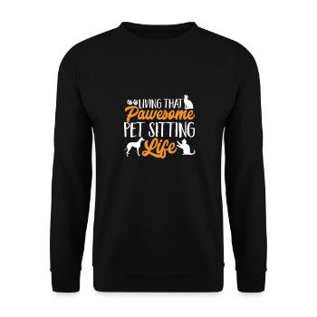 Haustierbetreuung Katze Hund Haustiersitter - Unisex Pullover - Schwarz - Vorne - Alina (178cm) & Michal (187cm)