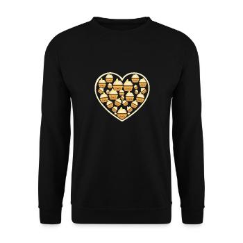 Cute Cupcake Heart Baker Baking Pastry Chef - Unisex Sweatshirt - black - Front - Alina (178cm) & Michal (187cm)