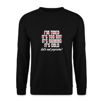 Drôle Let’s Eat Popcorn Theater Cinema Snack Movie - Sweat-shirt Unisexe - noir - Devant - Alina (178cm) & Michal (187cm)
