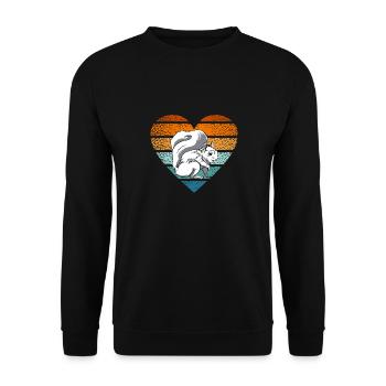 Retro Forest Animal Squirrel Fans Rodent Vintage H - Unisex Pullover - Schwarz - Vorne - Alina (178cm) & Michal (187cm)