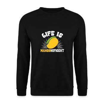 Mango Frucht Mango - Unisex Pullover - Schwarz - Vorne - Alina (178cm) & Michal (187cm)