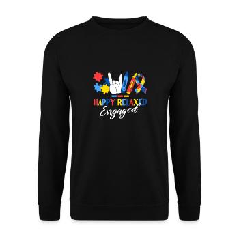 Happy Relaxed Engaged ABA Therapist Behavioral - Unisex Sweatshirt - black - Front - Alina (178cm) & Michal (187cm)