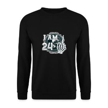 I'm 24 plus 1 middle finger Skull funny 25th - Unisex Sweatshirt - black - Front - Alina (178cm) & Michal (187cm)