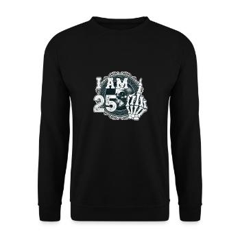 I'm 25 plus 1 middle finger Skull funny 26th - Unisex Sweatshirt - black - Front - Alina (178cm) & Michal (187cm)