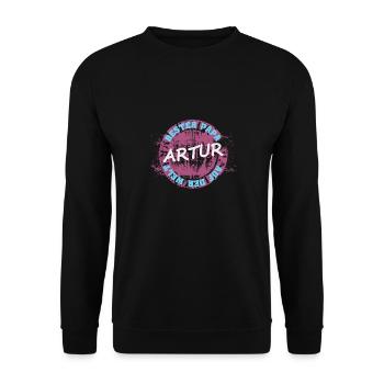 Geschenk für Artur - Unisex Pullover - Schwarz - Vorne - Alina (178cm) & Michal (187cm)