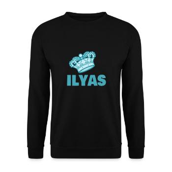 First name Ilyas - Unisex Sweatshirt - black - Front - Alina (178cm) & Michal (187cm)