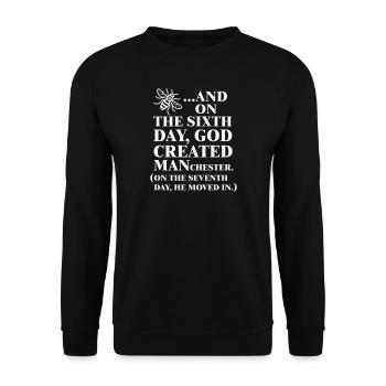 GOD CREATED MANCHESTER - Unisex Sweatshirt - black - Front - Alina (178cm) & Michal (187cm)