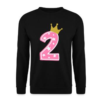 2 Krone 2. Geburtstag 2 Jahre - Unisex Pullover - Schwarz - Vorne - Alina (178cm) & Michal (187cm)