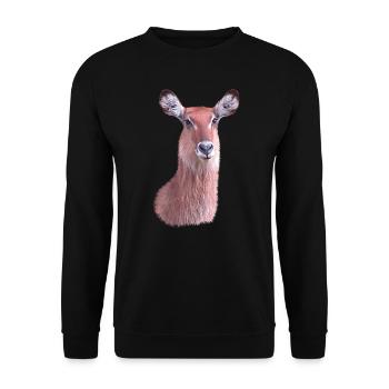 Wasserbock - Antilope - Wildtier in Afrika - Unisex Pullover - Schwarz - Vorne - Alina (178cm) & Michal (187cm)
