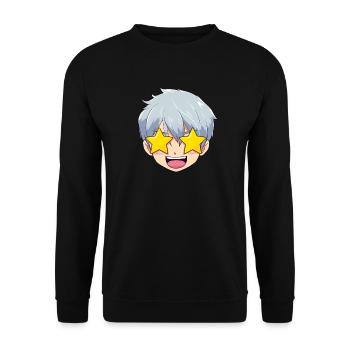 Emoji Visage Anime Étonné - Chemise Anime - Sweat-shirt Unisexe - noir - Devant - Alina (178cm) & Michal (187cm)