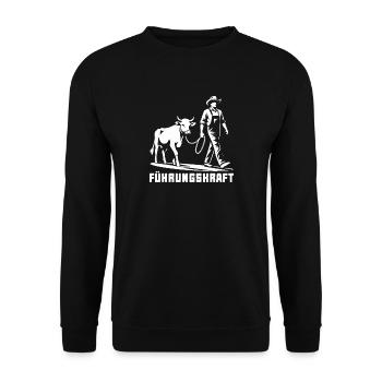 Führungskraft Kühe Landwirt Bauer Geschenkidee - Unisex Pullover - Schwarz - Vorne - Alina (178cm) & Michal (187cm)