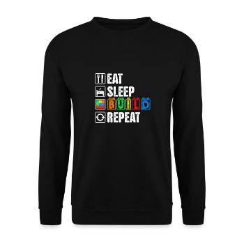 Sleep Eat Build Repeat Dad Master Builder-Blöcke - Unisex Pullover - Schwarz - Vorne - Alina (178cm) & Michal (187cm)