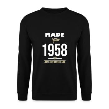 MADE IN 1958 birthday gift 63 years - Unisex Sweatshirt - black - Front - Alina (178cm) & Michal (187cm)