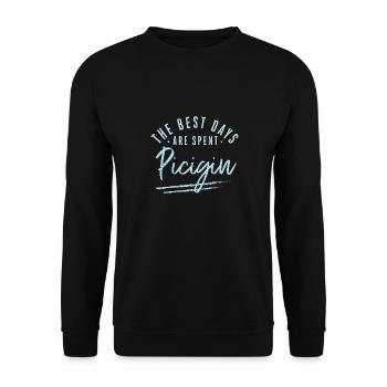 Les meilleurs jours sont passés Énonciations Picigin Picigin - Sweat-shirt Unisexe - noir - Devant - Alina (178cm) & Michal (187cm)