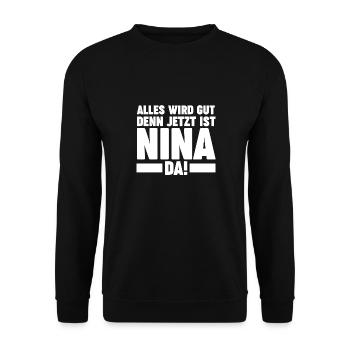 Vorname Nina - Unisex Pullover - Schwarz - Vorne - Alina (178cm) & Michal (187cm)