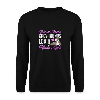 Italienischer Windspiel Windhund Hunde - Unisex Pullover - Schwarz - Vorne - Alina (178cm) & Michal (187cm)