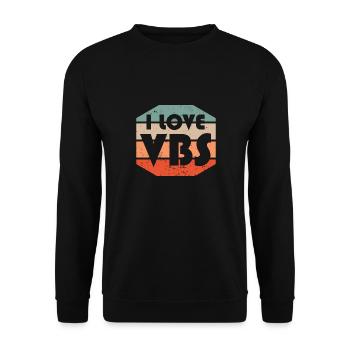 I Love VBS Summer Camp Vacation Bible School Crew - Unisex Pullover - Schwarz - Vorne - Alina (178cm) & Michal (187cm)