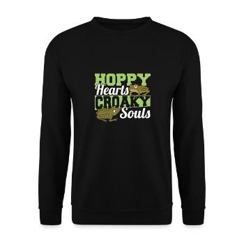 Frog Hoppy Heart Croaky Souls Toad Amphibian Herpe - Sweat-shirt Unisexe - noir - Devant - Alina (178cm) & Michal (187cm)