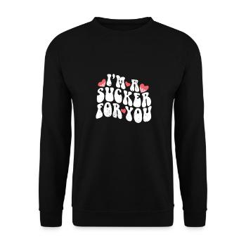 I'm A Sucker For You Valentine's Day Pun Couple - Unisex Sweatshirt - black - Front - Alina (178cm) & Michal (187cm)