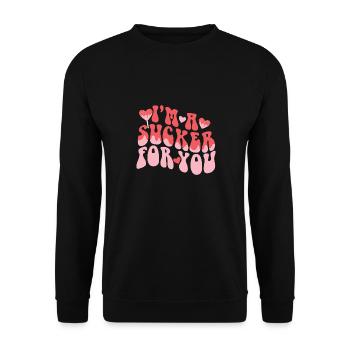 Valentine's Day Pun I'm A Sucker For You Matching - Unisex Sweatshirt - black - Front - Alina (178cm) & Michal (187cm)