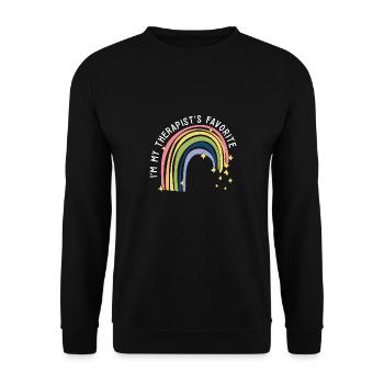 I'm My Therapist's Favorite Funny Psychologist - Unisex Pullover - Schwarz - Vorne - Alina (178cm) & Michal (187cm)