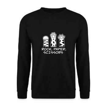 Cute Kawaii Cat Paw Rock Paper Scissor Kitty Cat - Unisex Pullover - Schwarz - Vorne - Alina (178cm) & Michal (187cm)