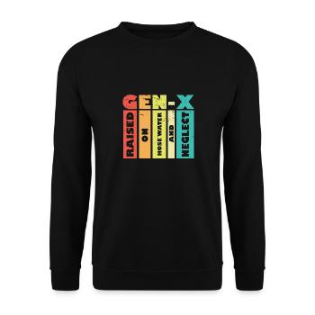 Funny Boomers Gen X Raised On Hose Water And - Unisex Pullover - Schwarz - Vorne - Alina (178cm) & Michal (187cm)