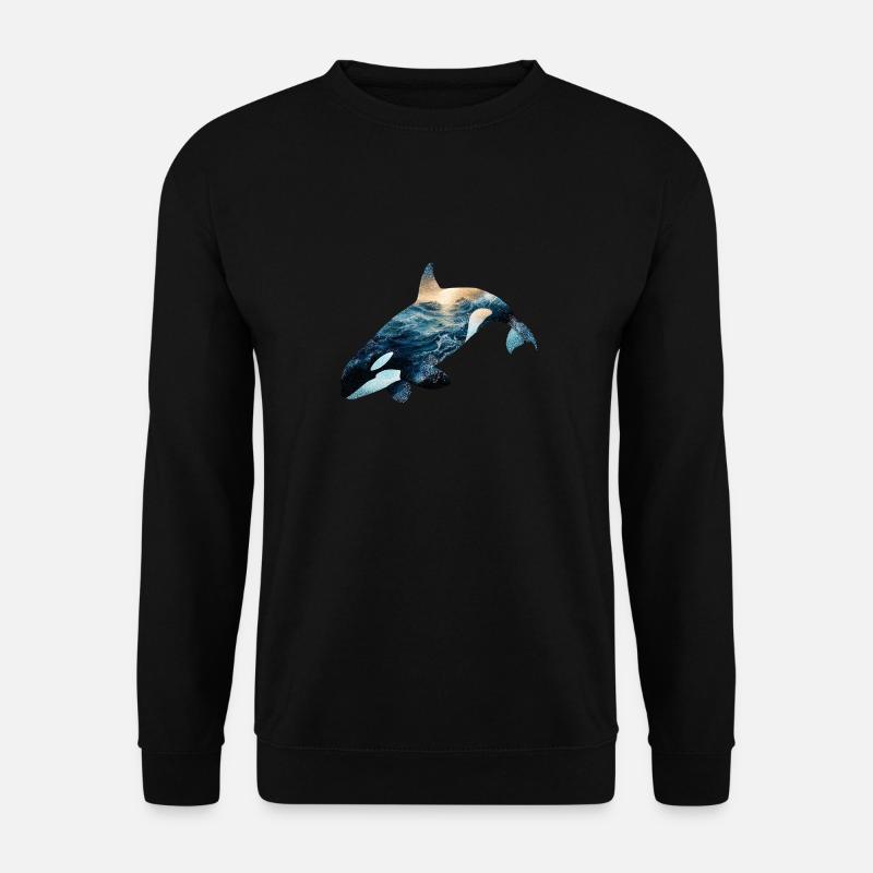 Süßes Orca Design – Lustiger Killerwal für Kinder, - Unisex Pullover - Schwarz