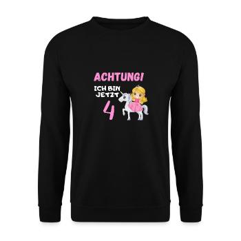 4 Geburtstag Prinzessin Kindergeburtstag Geschenk - Unisex Pullover - Schwarz - Vorne - Alina (178cm) & Michal (187cm)
