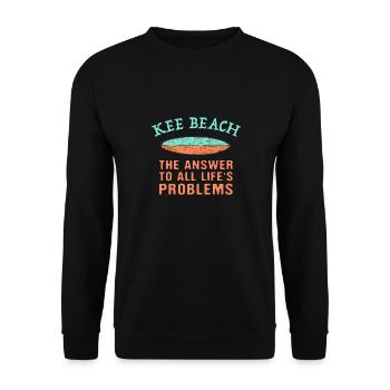 Kee Beach Répond à tous les problèmes de la vie Surf - Sweat-shirt Unisexe - noir - Devant - Alina (178cm) & Michal (187cm)