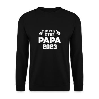 Je vais être Papa 2023 Cadeau Papa en Cours - Sweat-shirt Unisexe - noir - Devant - Alina (178cm) & Michal (187cm)
