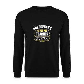 Cheesecake Gives Me Teacher Powers Drôle - Sweat-shirt Unisexe - noir - Devant - Alina (178cm) & Michal (187cm)