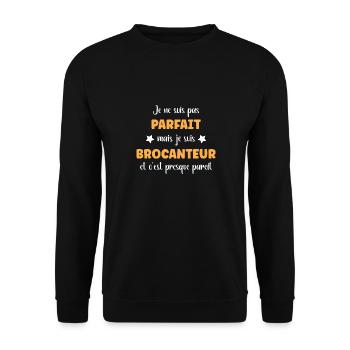 Pas parfait mais Brocanteur - Sweat-shirt Unisexe - noir - Devant - Alina (178cm) & Michal (187cm)