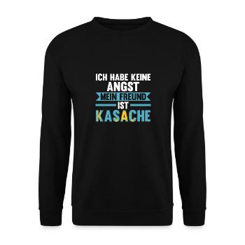 Ich habe keine Angst mein Freund ist Kasache - Unisex Pullover - Schwarz - Vorne - Alina (178cm) & Michal (187cm)