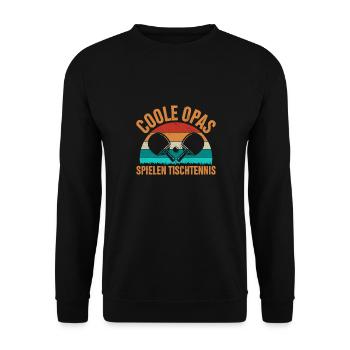 Geschenkidee Opa Tischtennis Tischtennisspieler - Unisex Pullover - Schwarz - Vorne - Alina (178cm) & Michal (187cm)